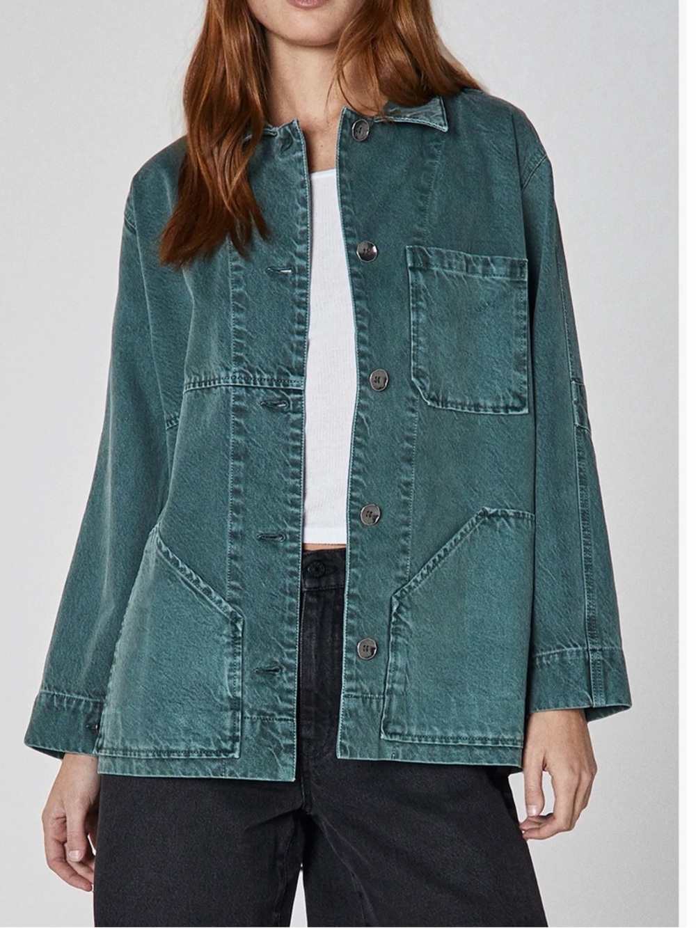 Unpublished Mari Patch Pocket 100% Cotton Denim Chore Coat